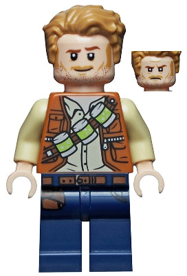Preowned LEGO® Minifigure – Jurassic World jw066 Owen Grady Lime Canisters