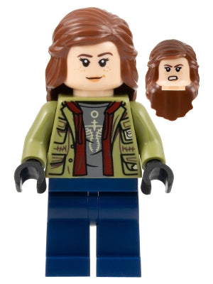 Preowned LEGO® Minifigure – Jurassic World jw088 Maisie Lockwood Olive Green Jacket Reddish