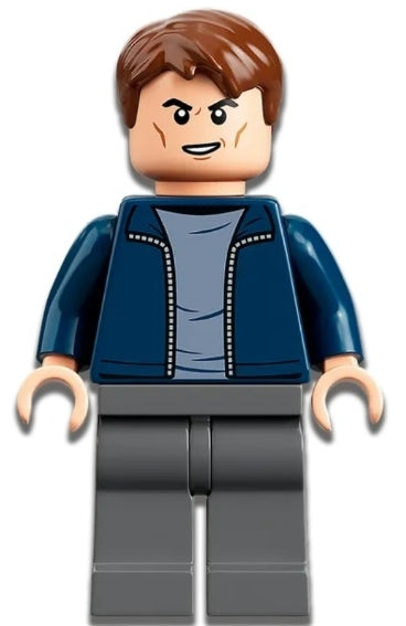Preowned LEGO® Minifigure – Jurassic World jw093 Security Guard Male Dark Blue Jacket Dark