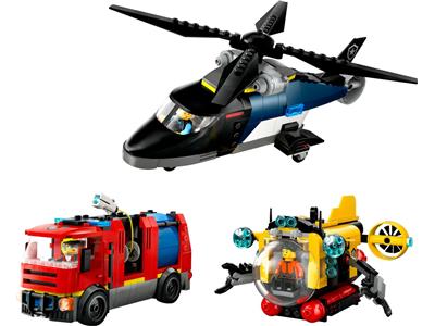 LEGO® City 60462 -Helicopter, Fire Truck & Submarine Remix Preowned Building Kit