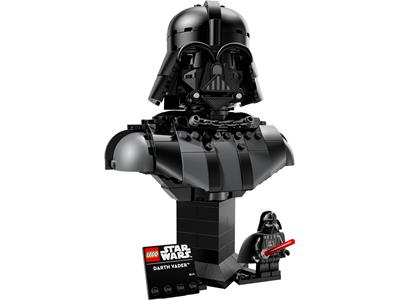 LEGO Darth Vader bust set with a smaller Darth Vader figure on a white background