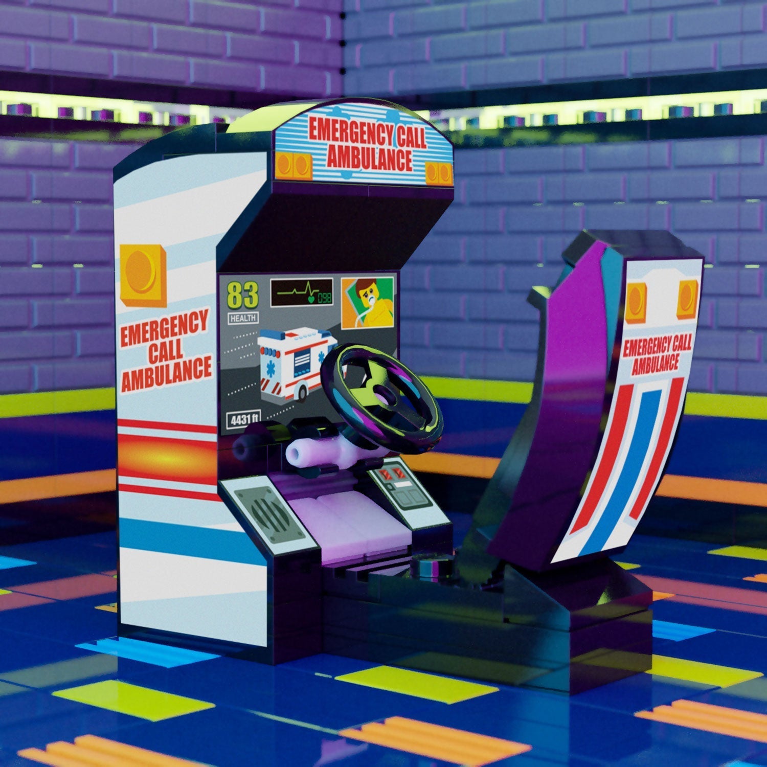 Brickshow Shop Emergency Call Ambulance - B3 Customs Arcade Racing Game made using LEGO parts Building Kit