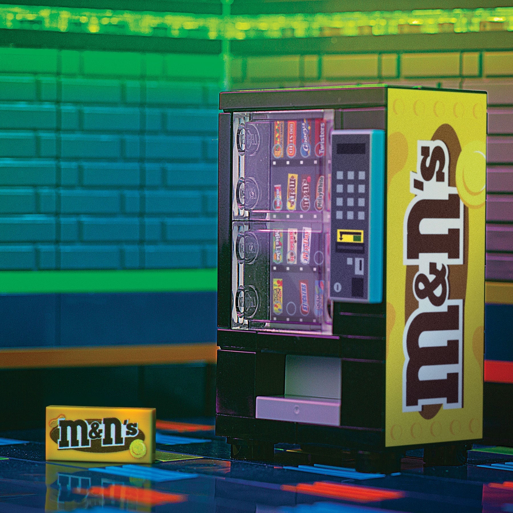 Brickshow Shop M&Ns (Peanut) Candy Vending Machine made using LEGO parts - B3 Customs Building Kit