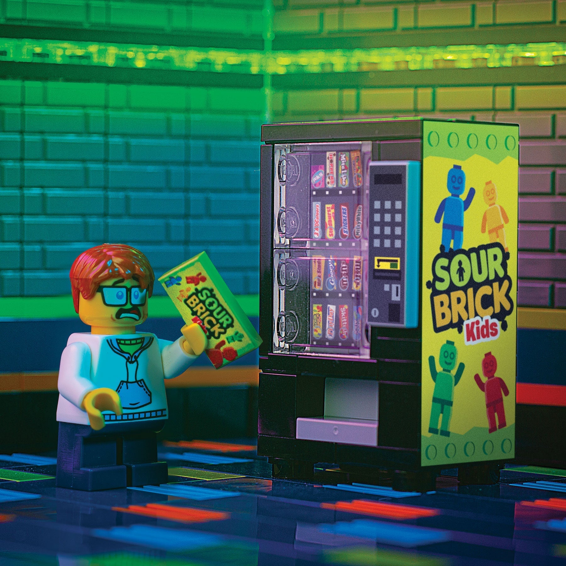 Sour Brick Kids - B3 Customs Candy Vending Machine made using LEGO parts