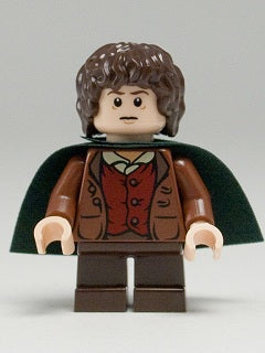 Preowned LEGO® Minifigure – The Hobbit & TLOTR lor028 Frodo Baggins Dark Green Cape Dark Br