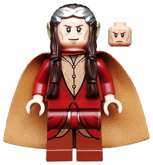 Preowned LEGO® Minifigure – The Hobbit & TLOTR lor059 Elrond Silver Crown Dark Red Clothing