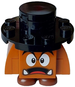 Preowned LEGO® Minifigure – Super Mario mar0195 Goomba (Black Interior Pieces) - Surprised, Black Hat