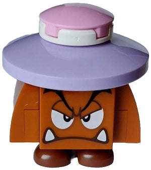 Preowned LEGO® Minifigure – Super Mario mar0196 Goomba (Black Interior Pieces) - Angry, Eyelids, Lavender Hat