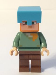 Preowned LEGO® Minifigure – Minecraft min019 Alex Reddish Brown Legs Medium Azure Helmet