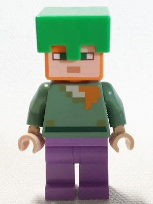 Preowned LEGO® Minifigure – Minecraft min089 Alex Medium Lavender Legs Bright Green Helmet