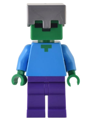 Preowned LEGO® Minifigure – Minecraft min131 Zombie Dark Purple Legs Flat Silver Helmet