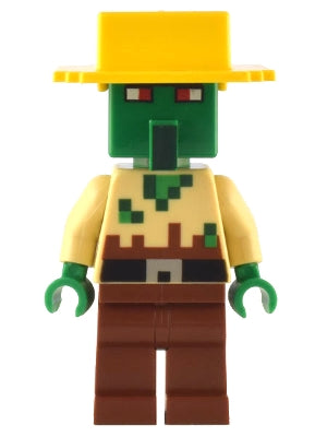 Preowned LEGO® Minifigure – Minecraft min135 Zombie Villager Tan Torso Yellow Hat