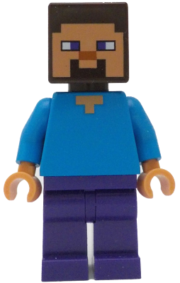 Preowned LEGO® Minifigure – Minecraft min199 (Steve (Nougat) - Dark Purple Legs)