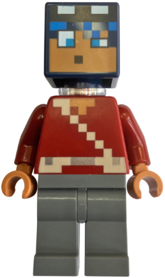 Preowned LEGO® Minifigure – Minecraft min203 (Hero - Dark Red Torso, Dark Bluish Gray Legs, Neck Bracket)