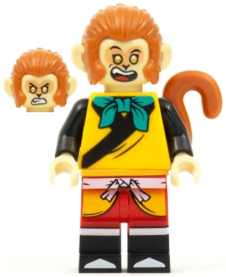 Preowned LEGO® Minifigure – Monkie Kid mk033 Monkey King Bright Light Orange Robe Open Eyes