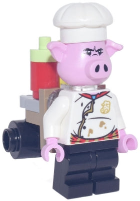 Preowned LEGO® Minifigure – Monkie Kid mk067 Pigsy White Chef Jacket Black Medium Legs Port