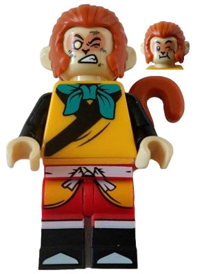 Preowned LEGO® Minifigure – Monkie Kid mk101 Monkey King Bright Light Orange Robe Closed Le