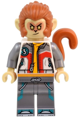 Preowned LEGO® Minifigure – Monkie Kid mk171 Monkey King - White Jacket, Flat Silver Legs