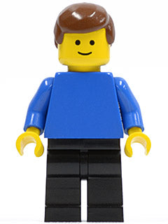 Preowned LEGO® Minifigure – Town mmf005 Plain Blue Torso w/Blue Arms Black Legs Brown Male