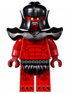 Preowned LEGO® Minifigure – NEXO KNIGHTS nex012 Crust Smasher Bare Chest Red Legs Black Sho