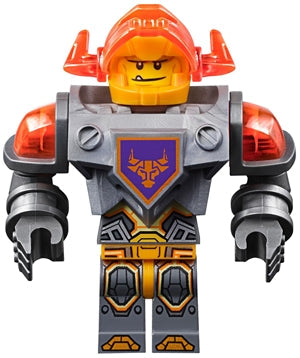 Preowned LEGO® Minifigure – NEXO KNIGHTS nex069 Axl Trans-Neon Orange Visor Flat Silver Tor