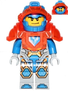 Preowned LEGO® Minifigure – NEXO KNIGHTS nex073 Clay Moorington Blue Helmet Trans-Neon Oran