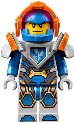 Preowned LEGO® Minifigure – NEXO KNIGHTS nex093 Clay Moorington Blue Helmet Trans-Neon Oran