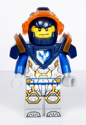 Preowned LEGO® Minifigure – NEXO KNIGHTS nex117 Clay Moorington Dark Blue Helmet Trans-Neon