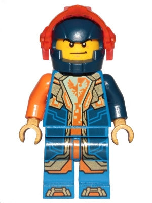 Preowned LEGO® Minifigure – NEXO KNIGHTS nex134 Clay Moorington Dark Blue Helmet Trans-Neon