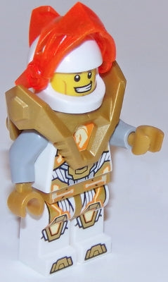 Preowned LEGO® Minifigure – NEXO KNIGHTS nex141 Lance Richmond Trans-Neon Orange Visor Pear