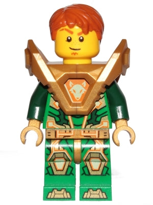 Preowned LEGO® Minifigure – NEXO KNIGHTS nex144 Aaron Fox Hair Pearl Gold Armor