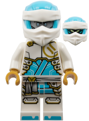 Preowned LEGO® Minifigure – NINJAGO njo0942 (Zane - Dragons Rising, Tunic with Large Armor Plates, Head Wrap)