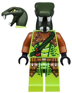Preowned LEGO® Minifigure – NINJAGO njo0217 Zoltar Serpentine Snake Warrior Lime w/Scales Da