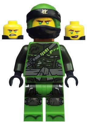 Preowned LEGO® Minifigure – NINJAGO njo0481 Lloyd Hunted Green Wrap and Neck Bracket