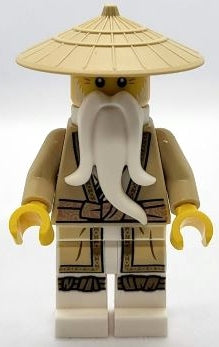 Preowned LEGO® Minifigure – NINJAGO njo0805 Wu Sensei Legacy Tan Robe Braided Ponytail