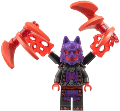 Preowned LEGO® Minifigure – NINJAGO njo0899 Wolf Mask Warrior - Dark Purple and Red Mask, Energy Claws