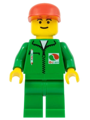 LEGO® Minifigure Town oct001 Octan Green Jacket w/Pen Green Legs Red Cap