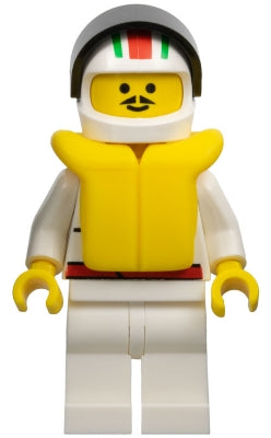 Preowned LEGO® Minifigure – Town oct007 Octan Race Team White Legs White Red/Green Striped