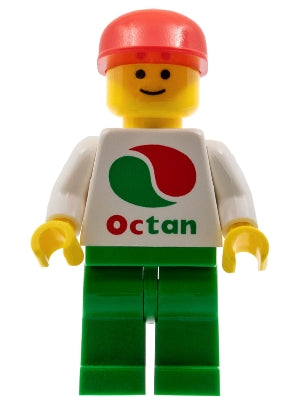 Preowned LEGO® Minifigure – Town oct012NEW2 Octan White Logo Green Legs Red Cap Long Bill