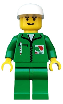Preowned LEGO® Minifigure – Town oct013 Octan Green Jacket w/Pen Green Legs White Cap