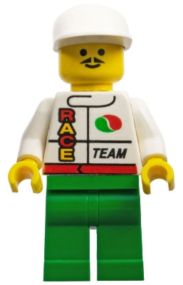 Preowned LEGO® Minifigure – Town oct015 Octan Race Team Green Legs White Cap