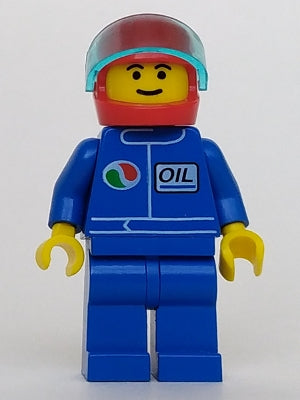 Preowned LEGO® Minifigure – Town oct018 Octan Blue Oil Blue Legs Red Helmet Trans-Light Blu