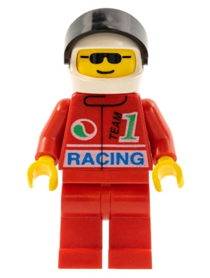 Preowned LEGO® Minifigure – Town oct031 Octan Racing Red Legs White Helmet Black Visor