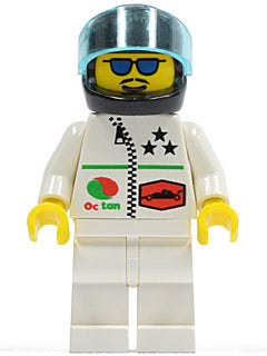 Preowned LEGO® Minifigure – Town oct041 Octan Stars White Legs Black Helmet Trans-Light Blu
