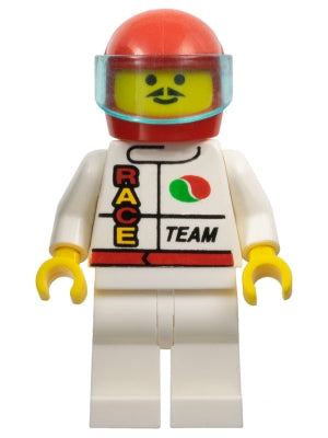 Preowned LEGO® Minifigure – Town oct043 Octan Race Team White Legs Red Helmet Trans-Light B
