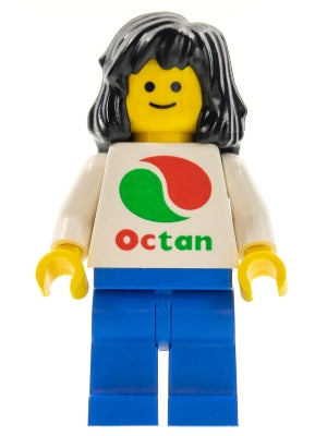 Preowned LEGO® Minifigure – Town oct048 Octan White Logo Blue Legs Black Mid-Length Female