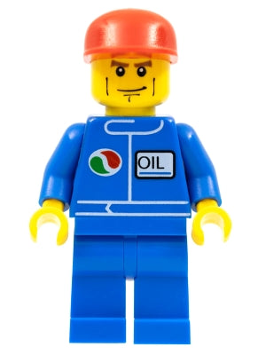 Preowned LEGO® Minifigure – Town oct049 Octan Blue Oil Blue Legs Red Cap Chin Dimple