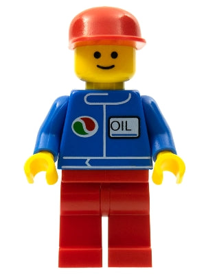 Preowned LEGO® Minifigure – Town oct050 Octan Blue Oil Red Legs Red Flat Cap