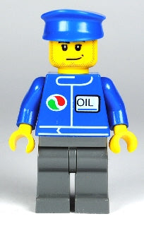Preowned LEGO® Minifigure – Town oct061 Octan Blue Oil Dark Bluish Gray Legs Blue Hat Smirk