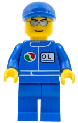 Preowned LEGO® Minifigure – Town oct068 Octan Blue Oil Blue Legs Blue Short Bill Cap Silver